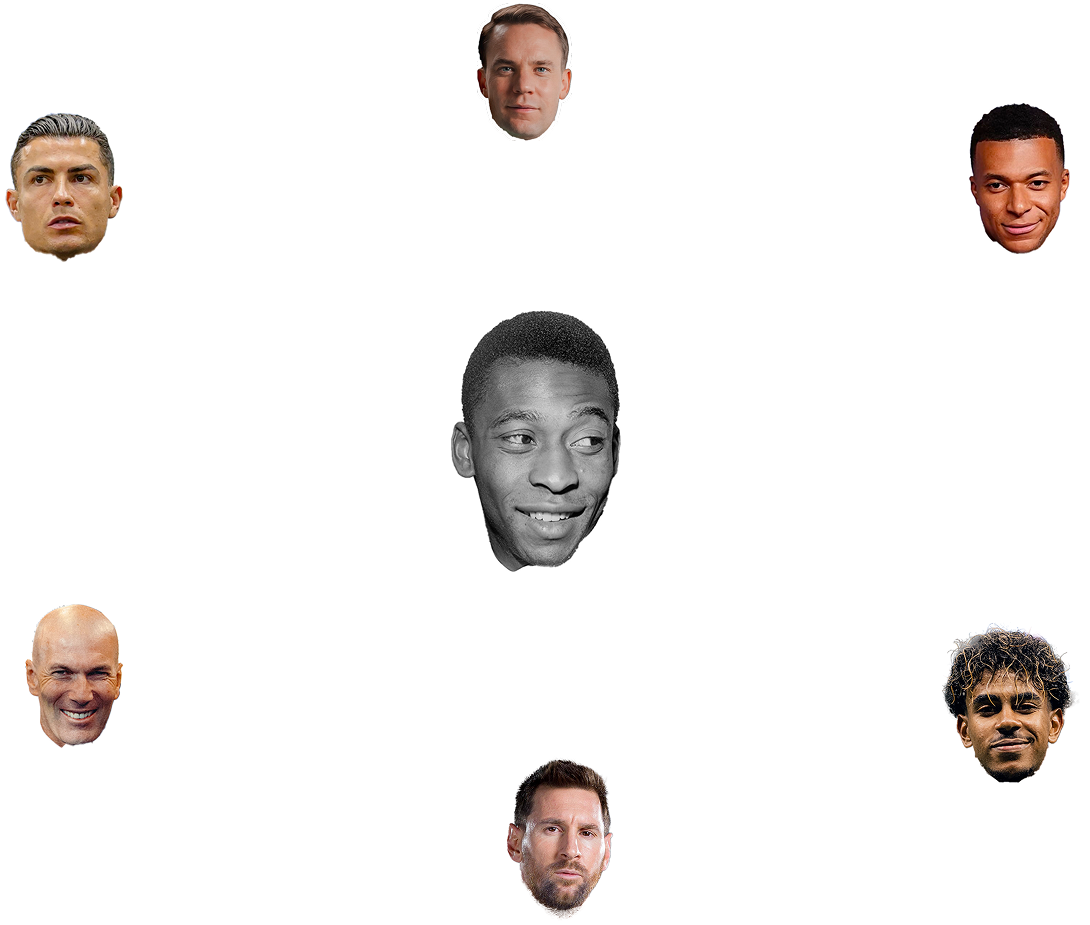 Football players connected by hand-drawn arrows